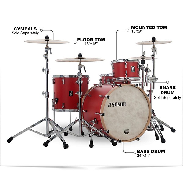 SONOR SQ1 3-Piece Shell Pack With 24" Bass Drum Hot Rod Red