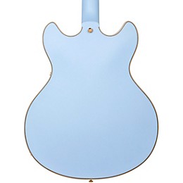 Open Box D'Angelico Deluxe Series Limited Edition DC Non F-Hole Semi-Hollowbody Electric Guitar Level 1 Matte Powder Blue Tortoise Pickguard