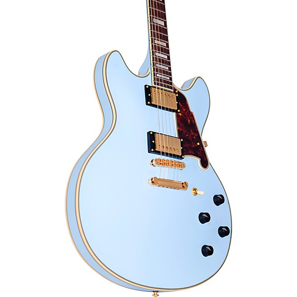 Open Box D'Angelico Deluxe Series Limited Edition DC Non F-Hole Semi-Hollowbody Electric Guitar Level 1 Matte Powder Blue ...