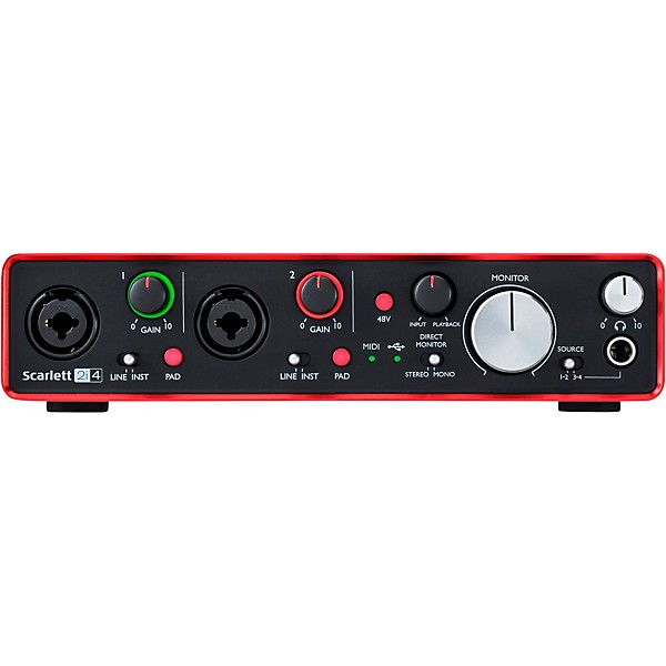 Focusrite Scarlett 2i4 Recording Package with Sterling ST59 and M-Audio BX5 Pair