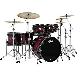 DW Collector's Series Purpleheart 7-Piece Lacquer Specialty Shell Pack Natural to Black Burst With Black Nickel Hardware