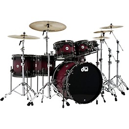 DW Collector's Series Purpleheart 7-Piece Lacquer Specialty Shell Pack Natural to Black Burst With Black Nickel Hardware