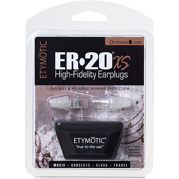 Etymotic Research ER20XS Earplug Large Fit - Clear Stem/White Tip in Clamshell