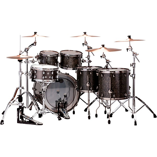 Open Box Mapex Saturn V Exotic Edition 5-Piece Studioease Shell Pack Level 1 Flat Black Maple Burl