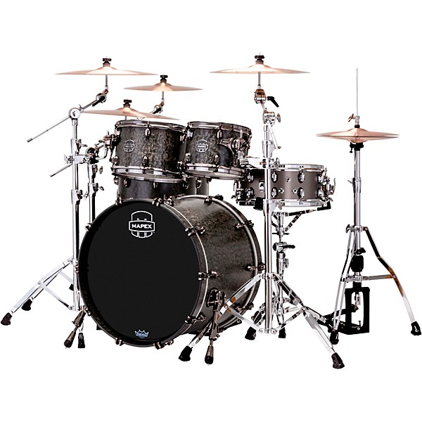 Open Box Mapex Saturn V Exotic Edition 5-Piece Studioease Shell Pack Level 1 Flat Black Maple Burl