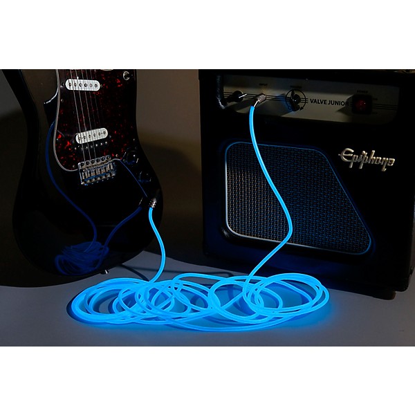 Palmer Glow In The Dark Cable with 1/4 Inch Straight Plugs "The Original GlowCable" - Blue 10 ft.
