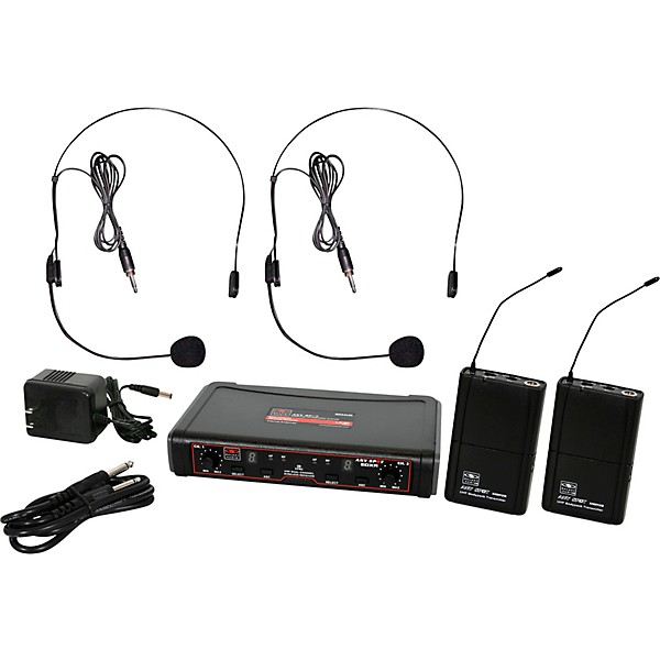 Open Box Galaxy Audio EDXR/38SS EDX Dual-Channel Wireless System with Two Headset Microphones Level 2 Band D, Black 190839...