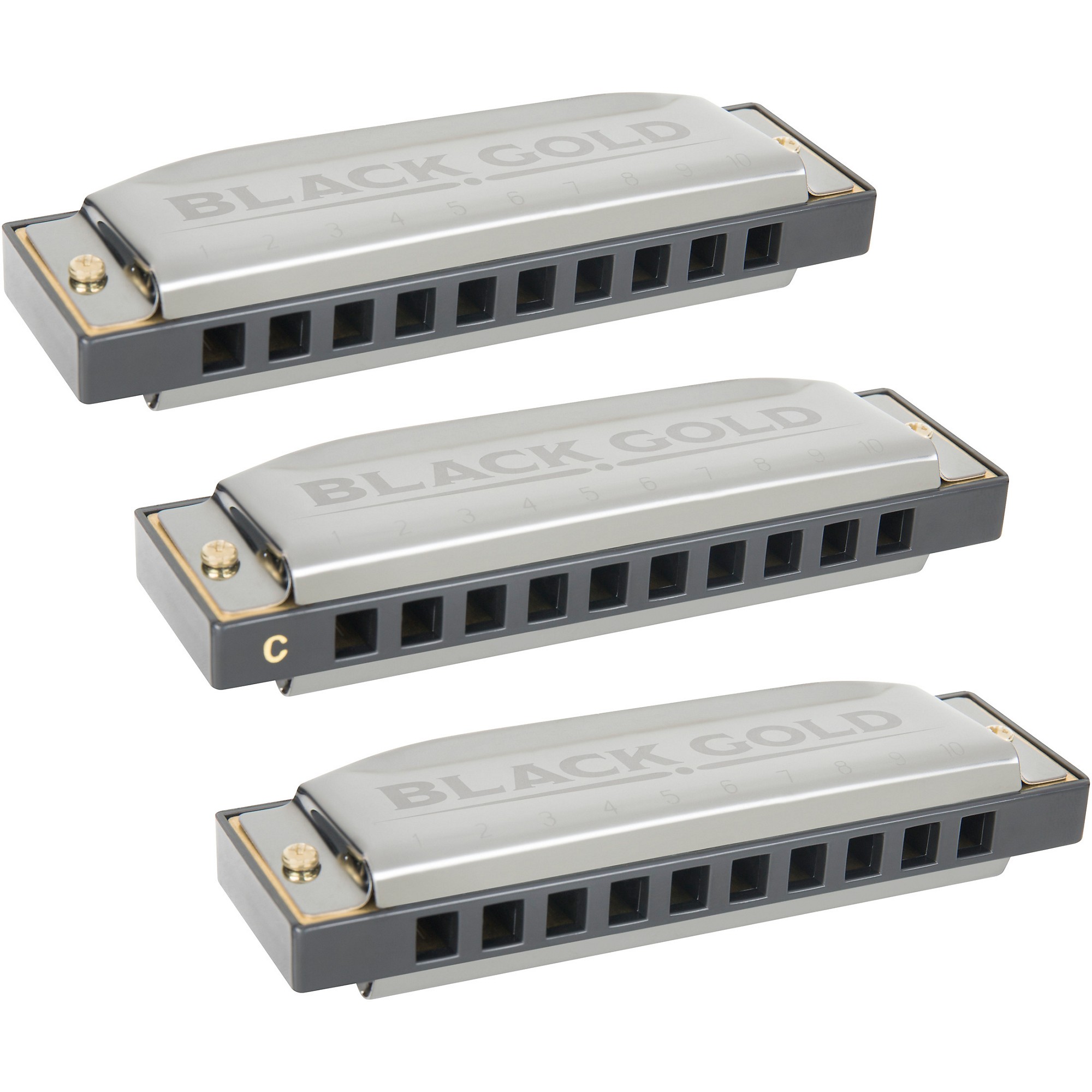 Silver Creek Black Gold Harmonica 3 Pack - Keys A,C and G | Guitar