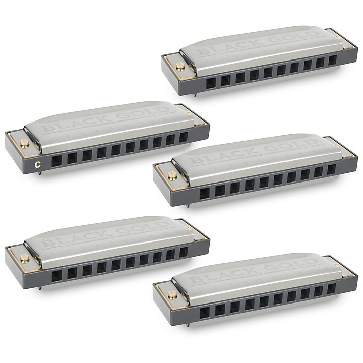 Silver Creek Black Gold Harmonica 5 Pack Keys of A, C, D, E and G