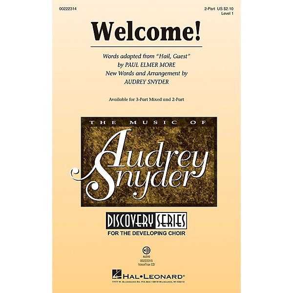 Hal Leonard Welcome! (Discovery Level 1) 2-Part arranged by Audrey Snyder