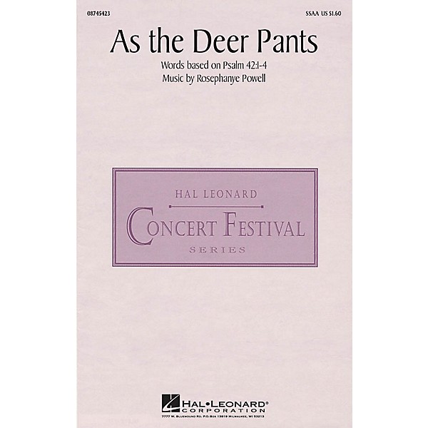 Hal Leonard As the Deer Pants SSAA composed by Rosephanye Powell