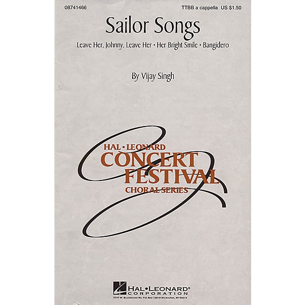 Hal Leonard Sailor Songs (Collection) TTBB A Cappella arranged by Vijay Singh