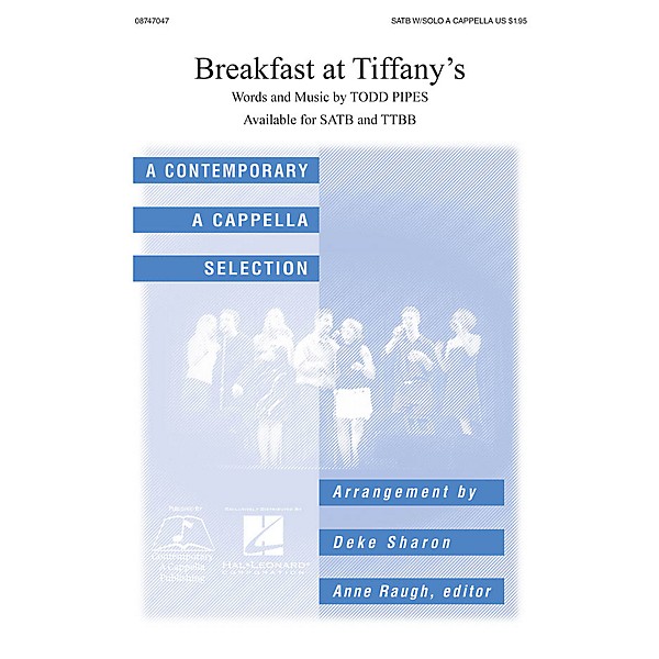 Hal Leonard Breakfast at Tiffany's SATB a cappella arranged by Deke Sharon