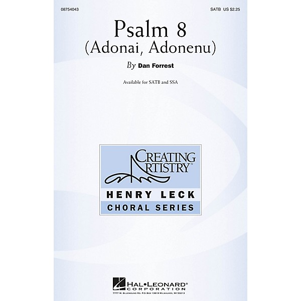 Hal Leonard Psalm 8 (Adonai, Adonenu) SATB composed by Dan Forrest