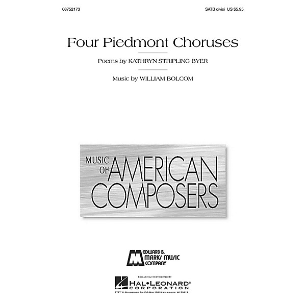 Hal Leonard Four Piedmont Choruses SATB Divisi composed by William Bolcom