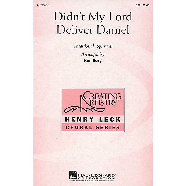 Hal Leonard Didn't My Lord Deliver Daniel SSA arranged by Ken Berg