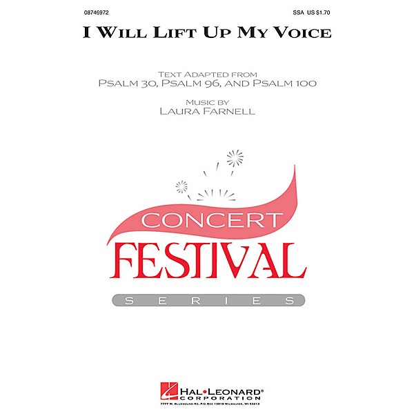 Hal Leonard I Will Lift Up My Voice SSA composed by Laura Farnell