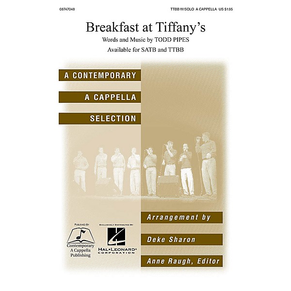 Hal Leonard Breakfast at Tiffany's TTBB A Cappella arranged by Deke Sharon