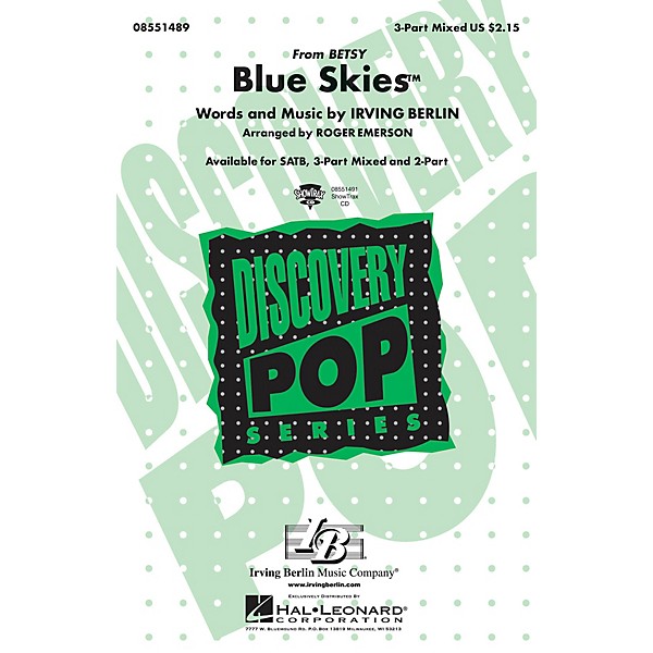 Hal Leonard Blue Skies 3-Part Mixed arranged by Roger Emerson