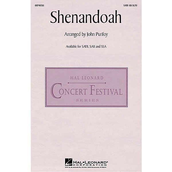 Hal Leonard Shenandoah SATB arranged by John Purifoy