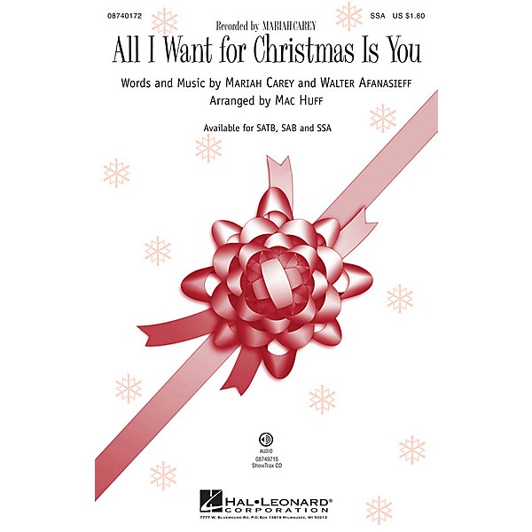 Hal Leonard All I Want for Christmas Is You SSA by Mariah Carey arranged by Mac Huff