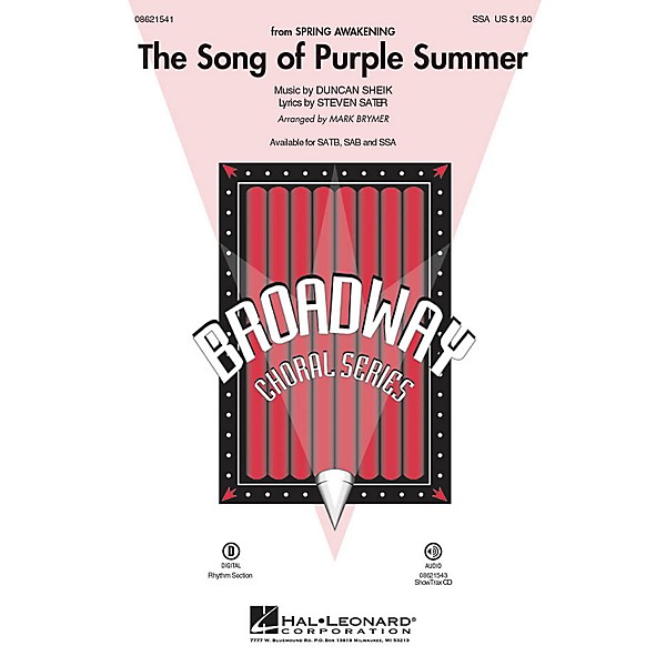 Hal Leonard The Song of Purple Summer (from Spring Awakening) SSA arranged by Mark Brymer