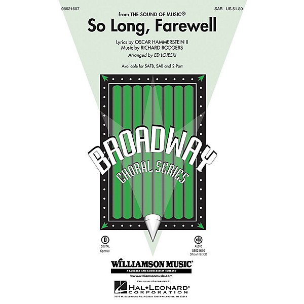 Hal Leonard So Long, Farewell (from The Sound of Music) SAB arranged by Ed Lojeski