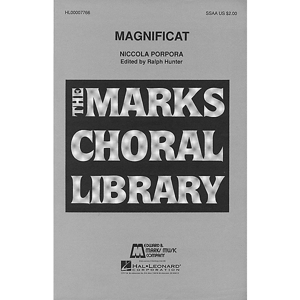 Edward B. Marks Music Company Magnificat SSAA composed by Niccola Porpora