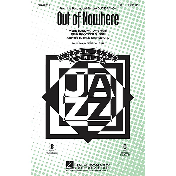 Hal Leonard Out of Nowhere SAB arranged by Paris Rutherford