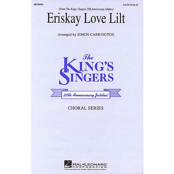 Hal Leonard Eriskay Love Lilt SATB by The King's Singers arranged by Simon Carrington