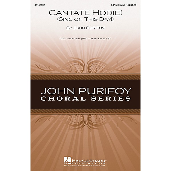 Hal Leonard Cantate Hodie! (Sing on This Day!) 3-Part Mixed composed by John Purifoy