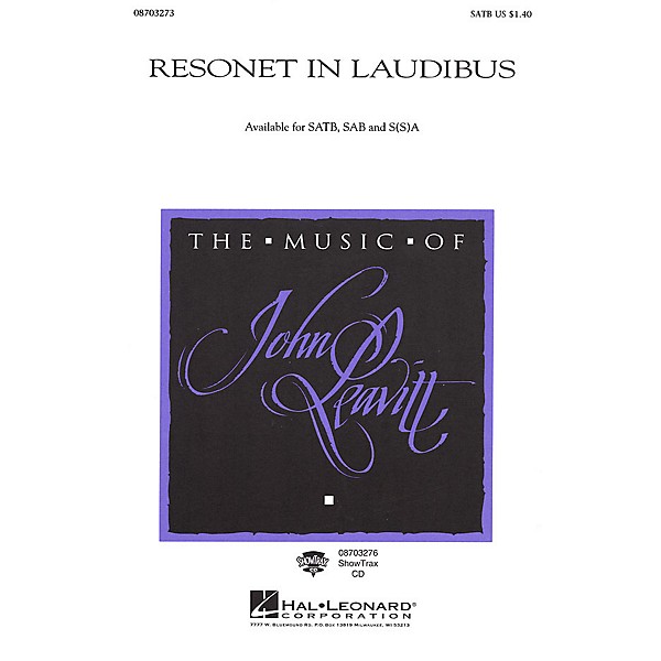 Hal Leonard Resonet in Laudibus SATB arranged by John Leavitt