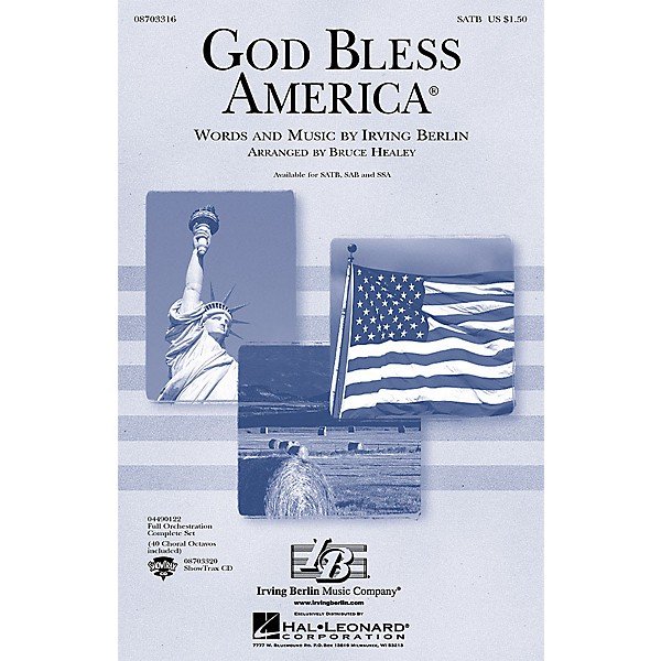 Hal Leonard God Bless America (Festival Edition w/Vocal Solo and opt. Narrator) SATB arranged by Bruce Healey