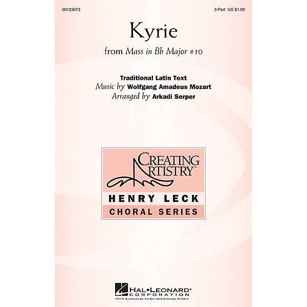 Hal Leonard Kyrie (from The Mass in B-flat Major #10) 3 Part Treble arranged by Arkadi Serper