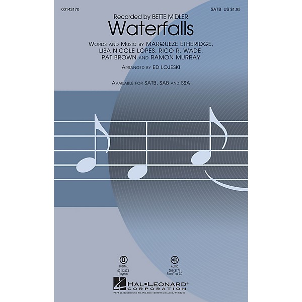 Hal Leonard Waterfalls SATB by Bette Midler arranged by Ed Lojeski