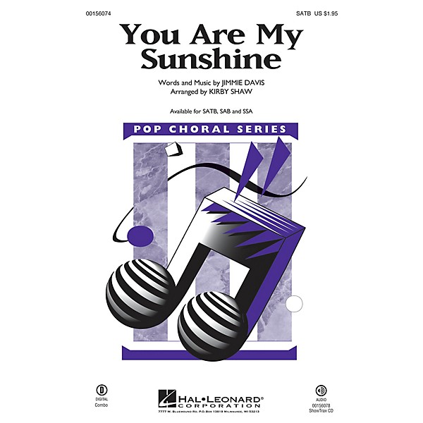 Hal Leonard You Are My Sunshine SATB arranged by Kirby Shaw