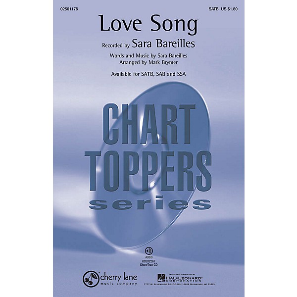 Cherry Lane Love Song SATB by Sara Bareilles arranged by Mark Brymer