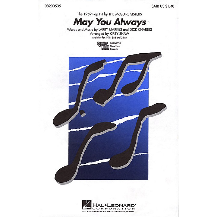 Hal Leonard May You Always SATB by McGuire Sisters arranged by Kirby Shaw Guitar Center
