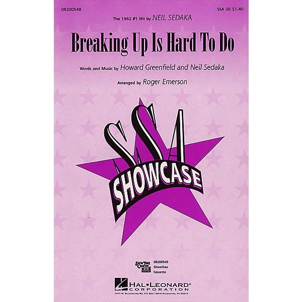 Hal Leonard Breaking Up Is Hard to Do SSA by Neil Sedaka arranged by Roger Emerson