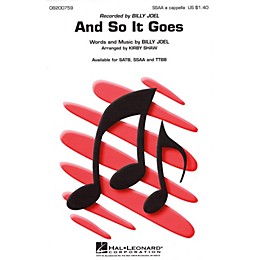 Hal Leonard And So It Goes SSAA A Cappella by Billy Joel arranged by Kirby Shaw