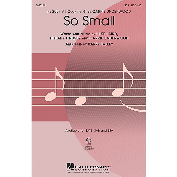 Hal Leonard So Small SSA by Carrie Underwood arranged by Barry Talley