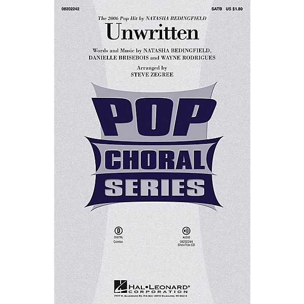 Hal Leonard Unwritten SATB by Natasha Bedingfield arranged by Steve Zegree