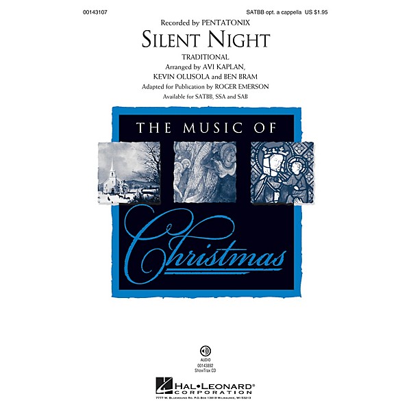 Hal Leonard Silent Night SATBB OPTIONAL A CAPPELLA by Pentatonix arranged by Roger Emerson