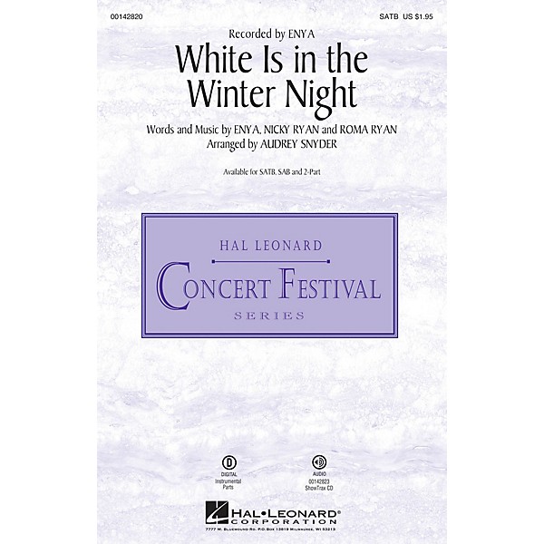 Hal Leonard White Is in the Winter Night SATB by Enya arranged by Audrey Snyder