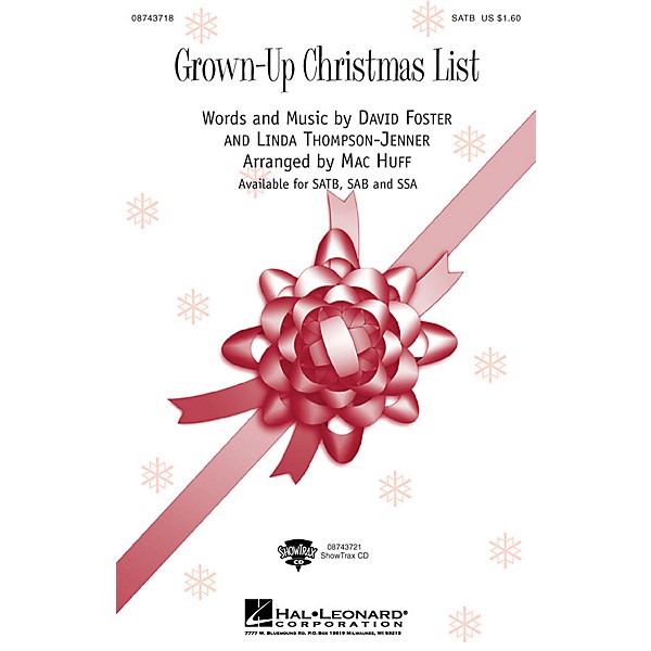 Hal Leonard Grown Up Christmas List SATB by Amy Grant arranged by Mac Huff
