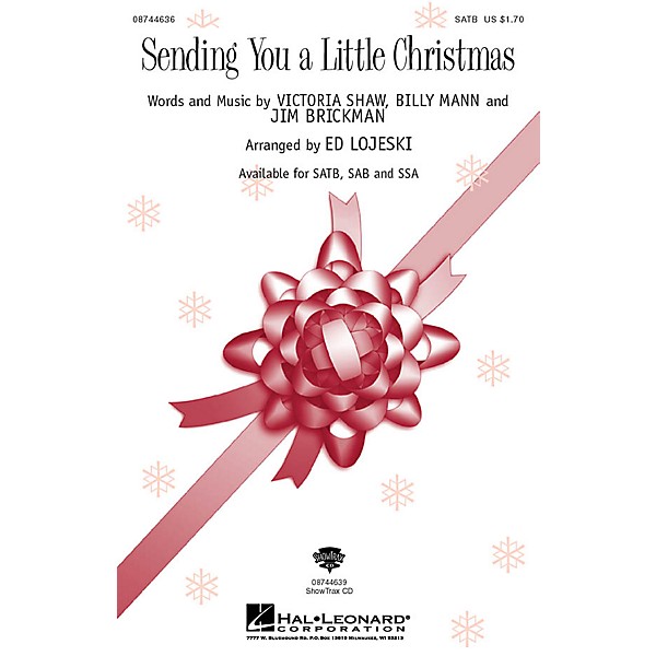 Hal Leonard Sending You a Little Christmas SATB by Jim Brickman arranged by Ed Lojeski