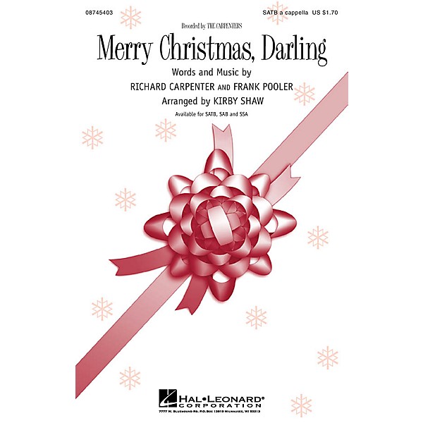 Hal Leonard Merry Christmas, Darling SATB a cappella arranged by Kirby Shaw