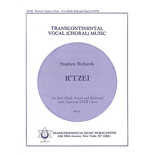 Transcontinental Music R'tzei (High) SATB composed by Stephen Richards