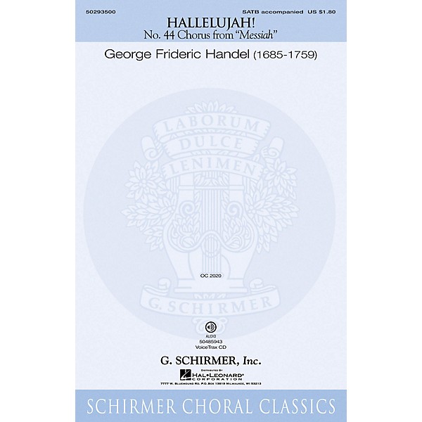 G. Schirmer Hallelujah Chorus (from The Messiah) SATB composed by Handel G F