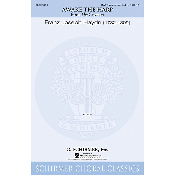 G. Schirmer Awake the Harp (from The Creation) SATB composed by Franz Joseph Haydn